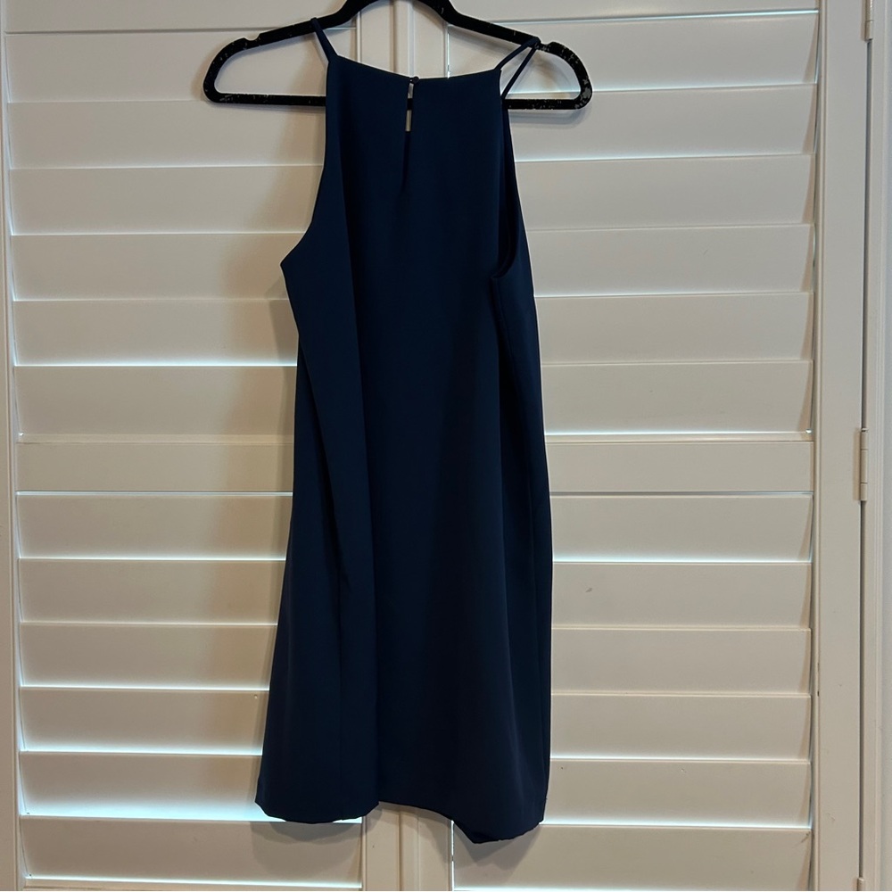 Skies are Blue Lace Up Front Grommet Mini Dress Navy Blue Size Medium - Picture 5 of 5